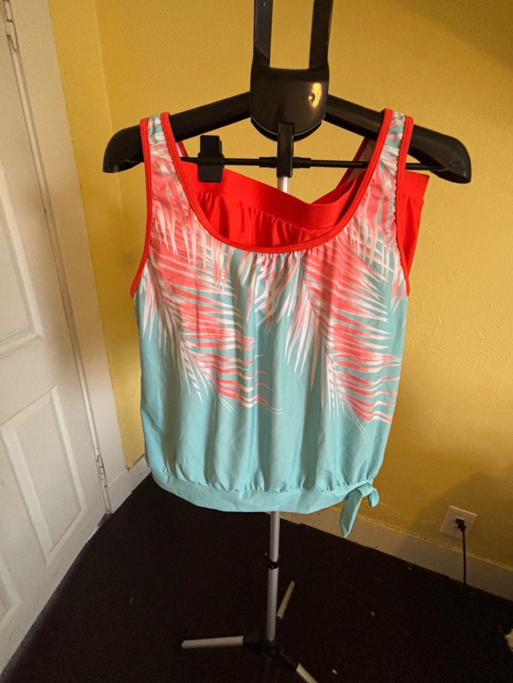 Coral & Aqua Palm-Print Tank
